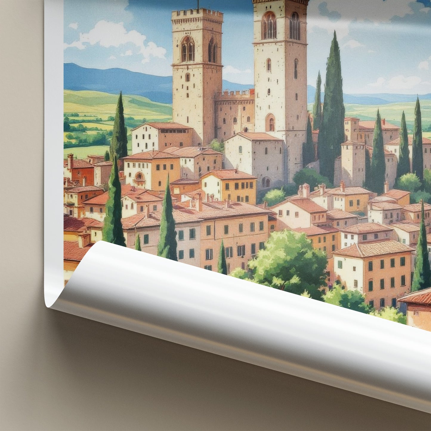 San Gimignano Poster - Italy Travel Art - Tuscan Village Towers Home Decor
