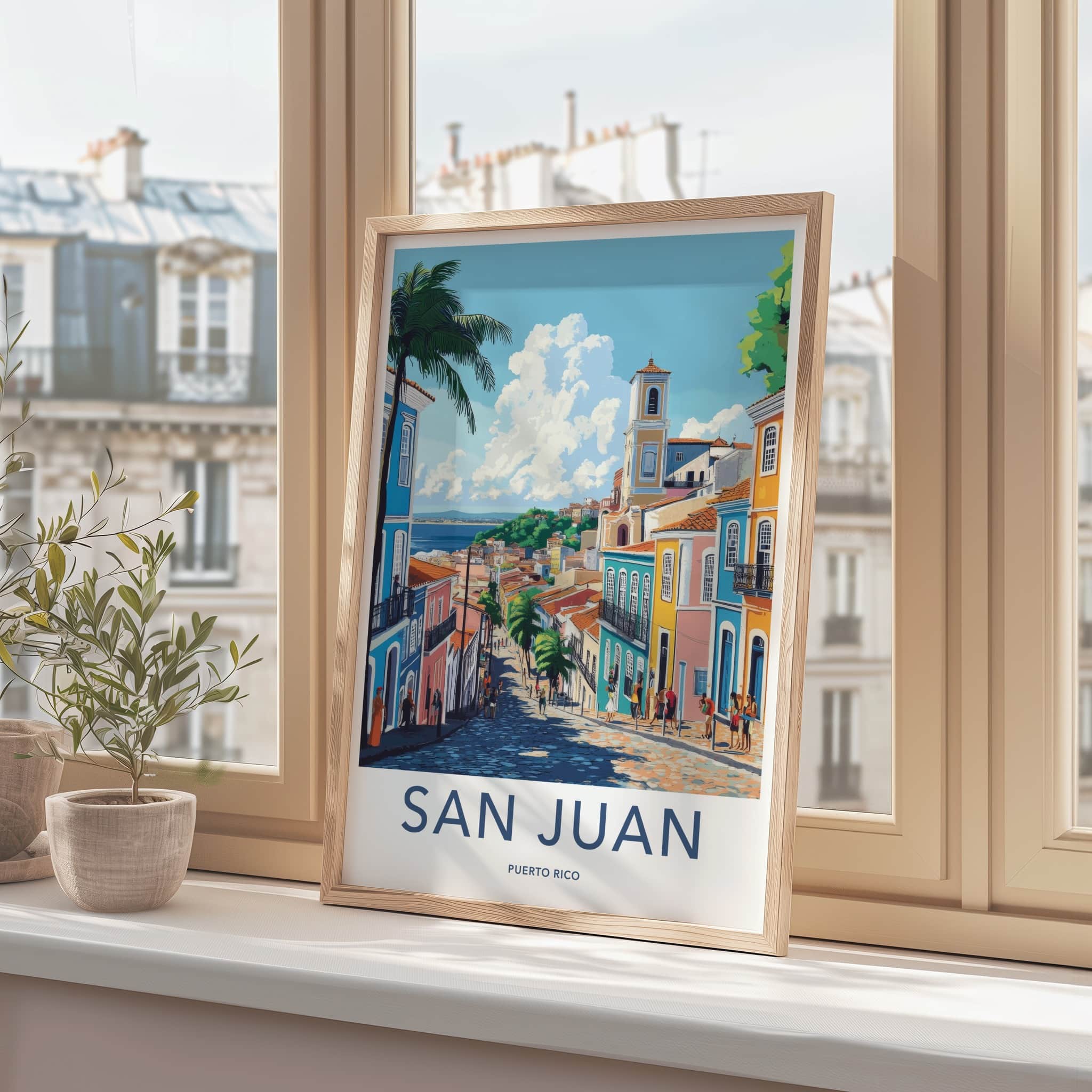 San Juan Poster - Puerto Rico Travel Art - Colorful City Scene Home Decor
