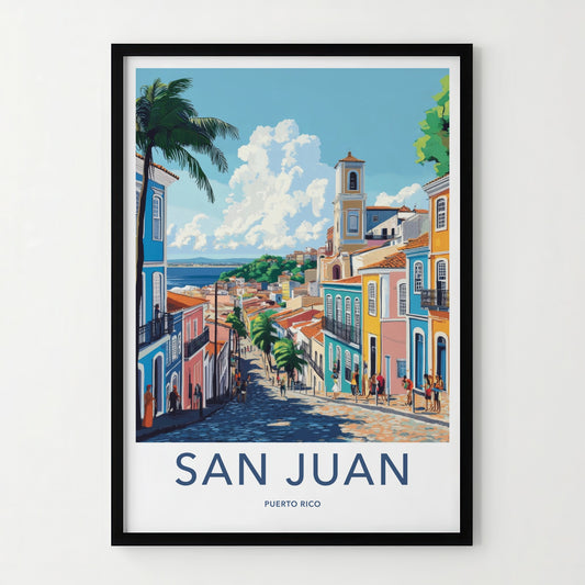 San Juan Poster - Puerto Rico Travel Art - Colorful City Scene Home Decor