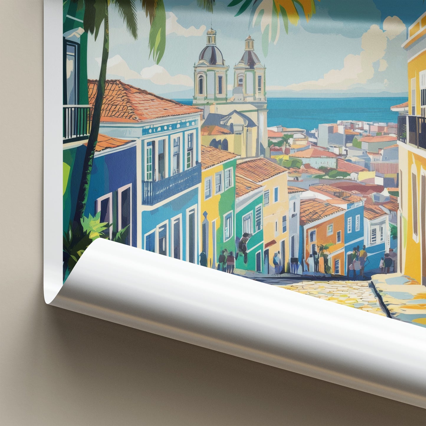 San Juan Poster - Puerto Rico Travel Art - Colorful Street Ocean Home Decor