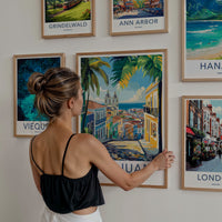 San Juan Poster - Puerto Rico Travel Art - Colorful Street Ocean Home Decor