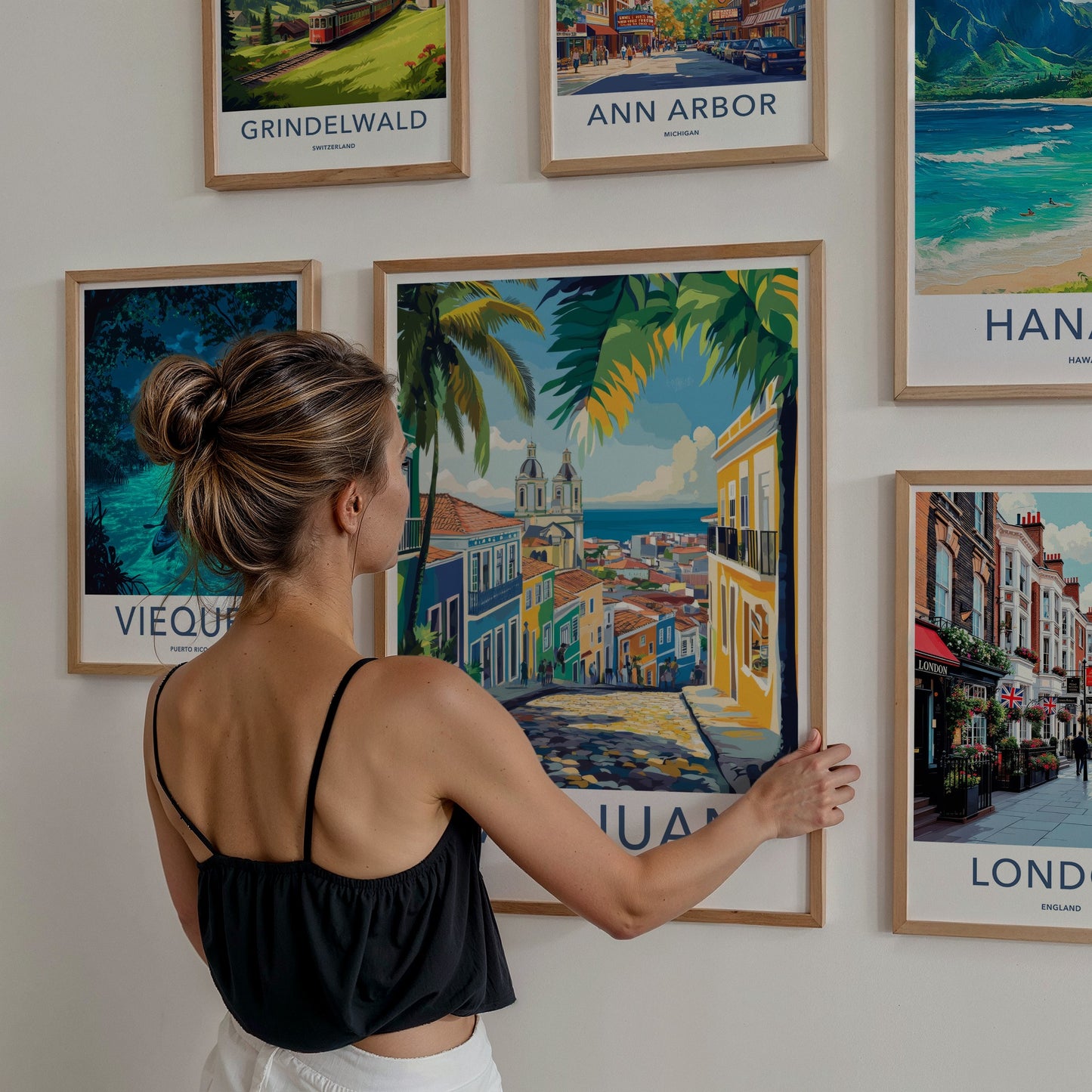 San Juan Poster - Puerto Rico Travel Art - Colorful Street Ocean Home Decor