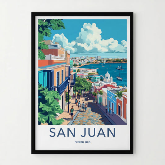 San Juan Poster - Puerto Rico Travel Art - Vibrant Street Harbor Home Decor