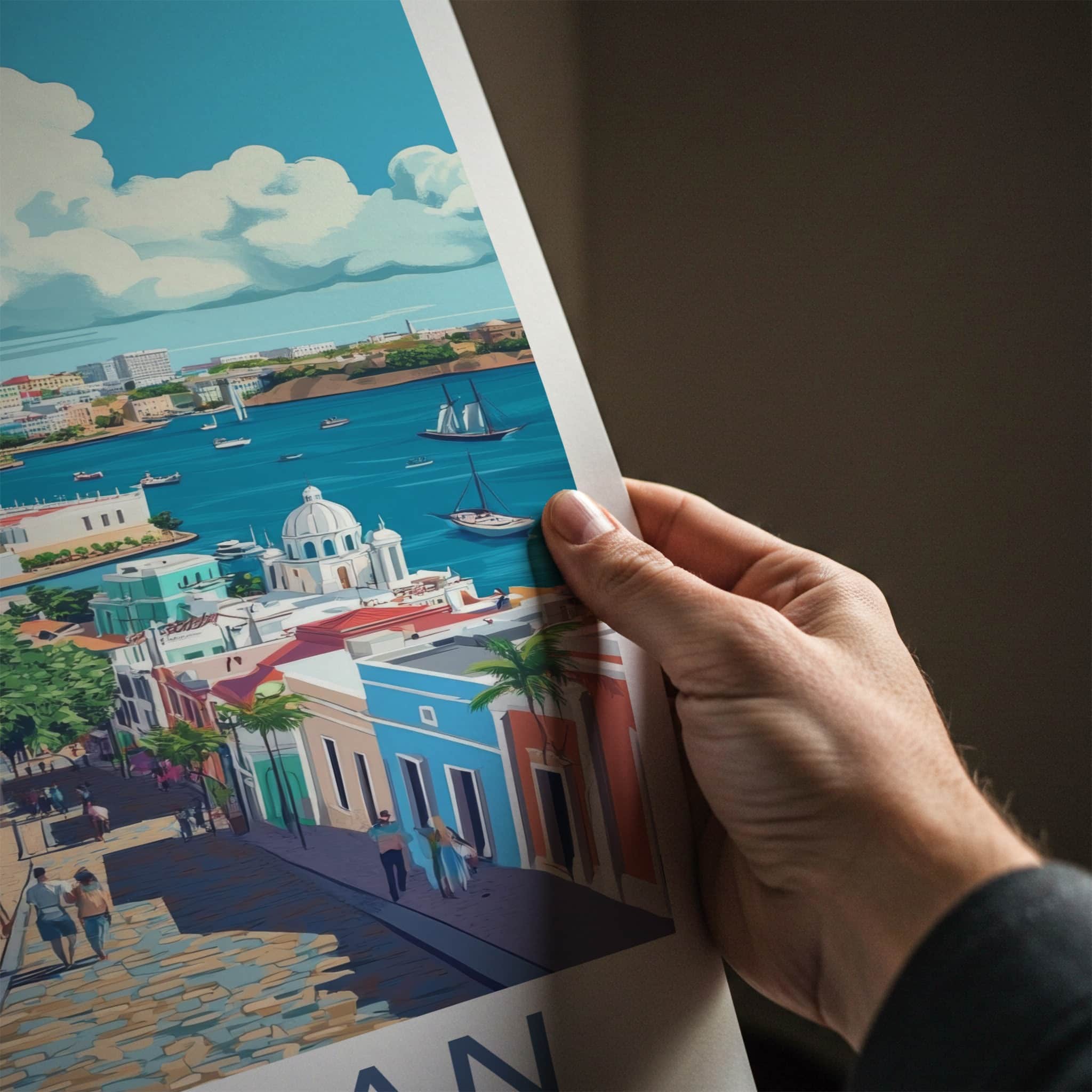 San Juan Poster - Puerto Rico Travel Art - Vibrant Street Harbor Home Decor