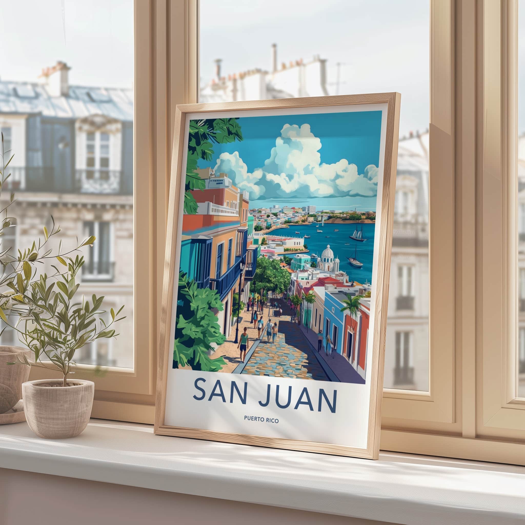San Juan Poster - Puerto Rico Travel Art - Vibrant Street Harbor Home Decor