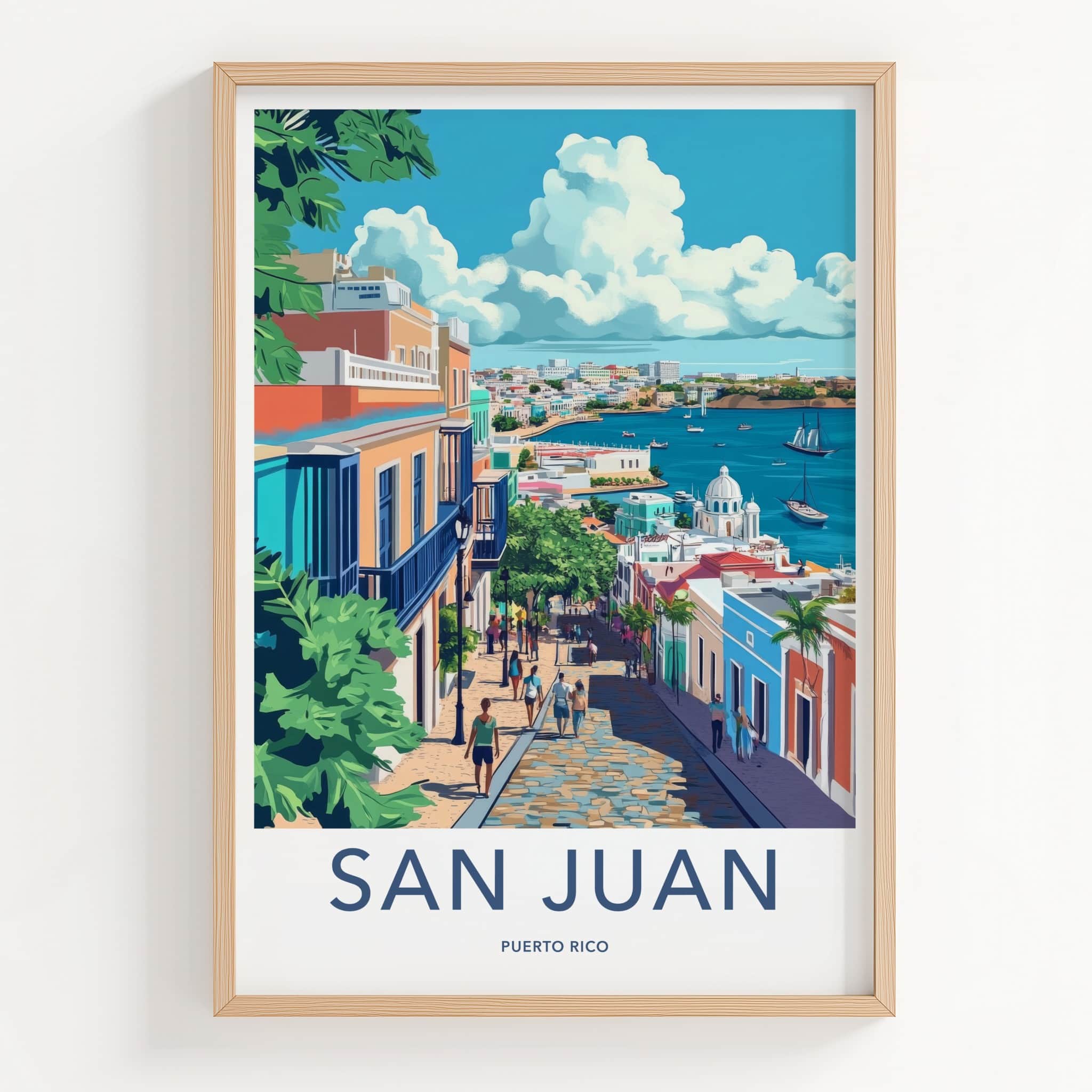 San Juan Poster - Puerto Rico Travel Art - Vibrant Street Harbor Home Decor