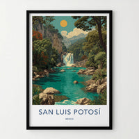 San Luis Potosi Poster - Mexico Travel Art - Lush Waterfall Oasis Home Decor