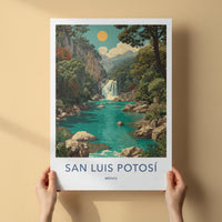 San Luis Potosi Poster - Mexico Travel Art - Lush Waterfall Oasis Home Decor