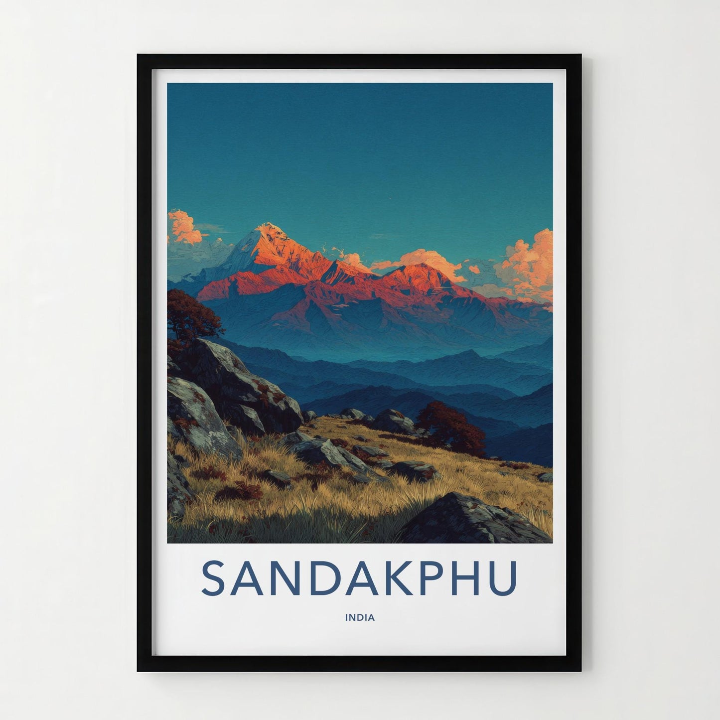 SANDAKPHU Poster - India Fine Art - West Bengal Glowing Mountain Peaks Home Art