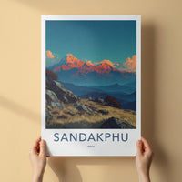 SANDAKPHU Poster - India Fine Art - West Bengal Glowing Mountain Peaks Home Art