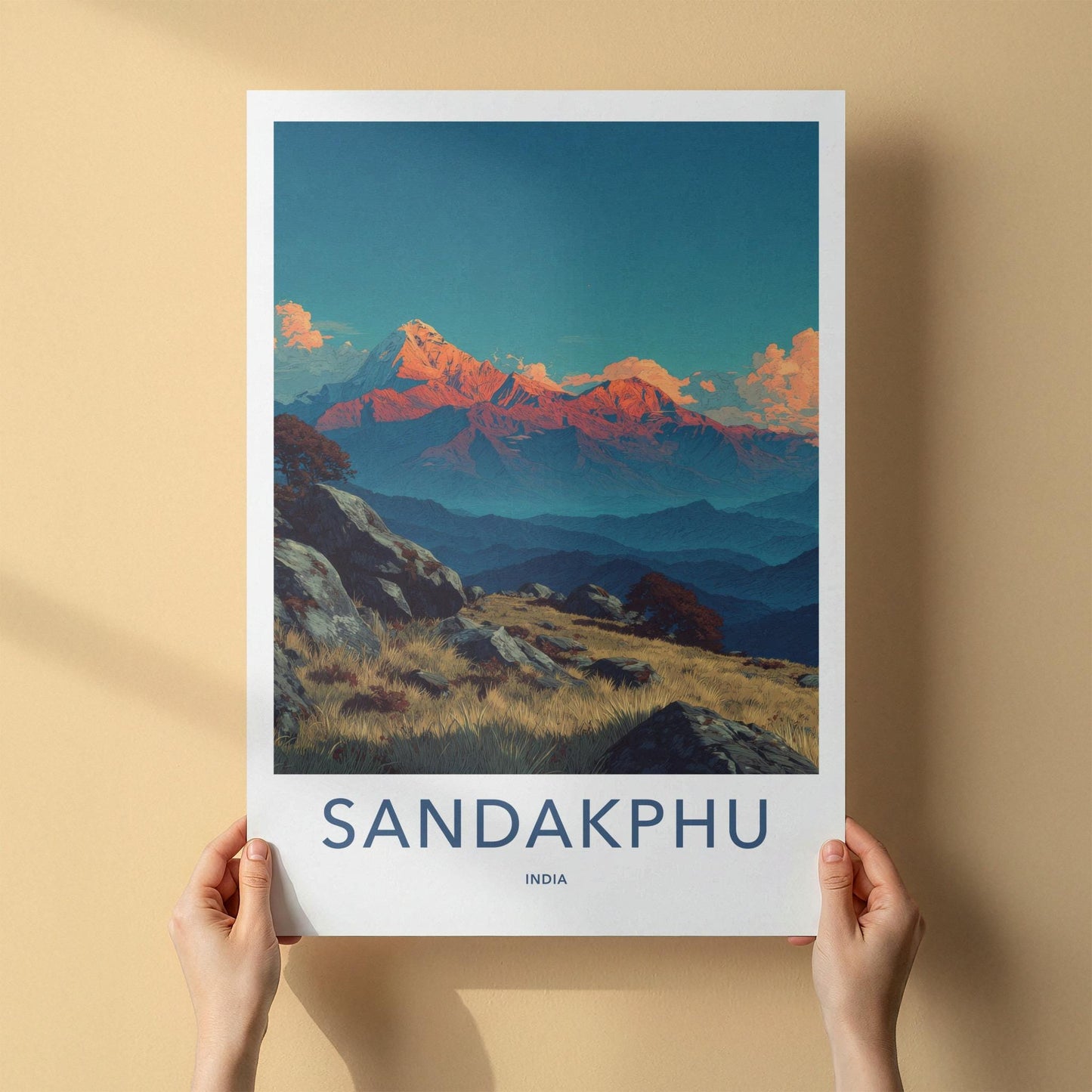 SANDAKPHU Poster - India Fine Art - West Bengal Glowing Mountain Peaks Home Art