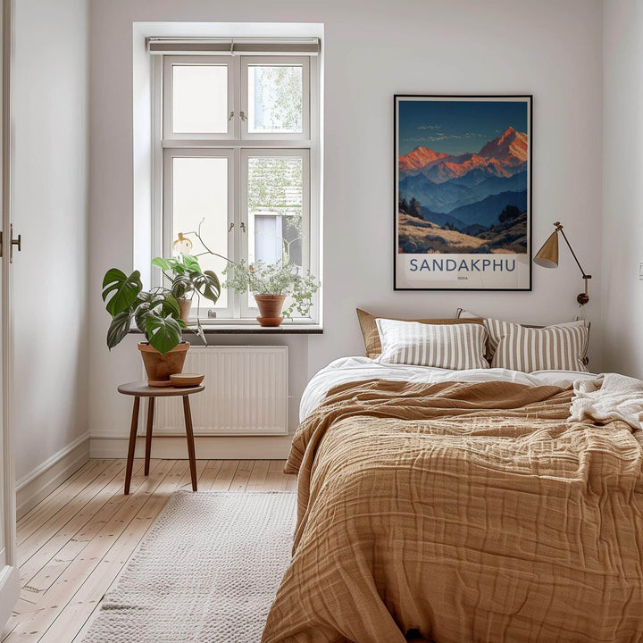 SANDAKPHU Poster - India Travel Art - West Bengal Mountain Sunrise Peaks Home Decor