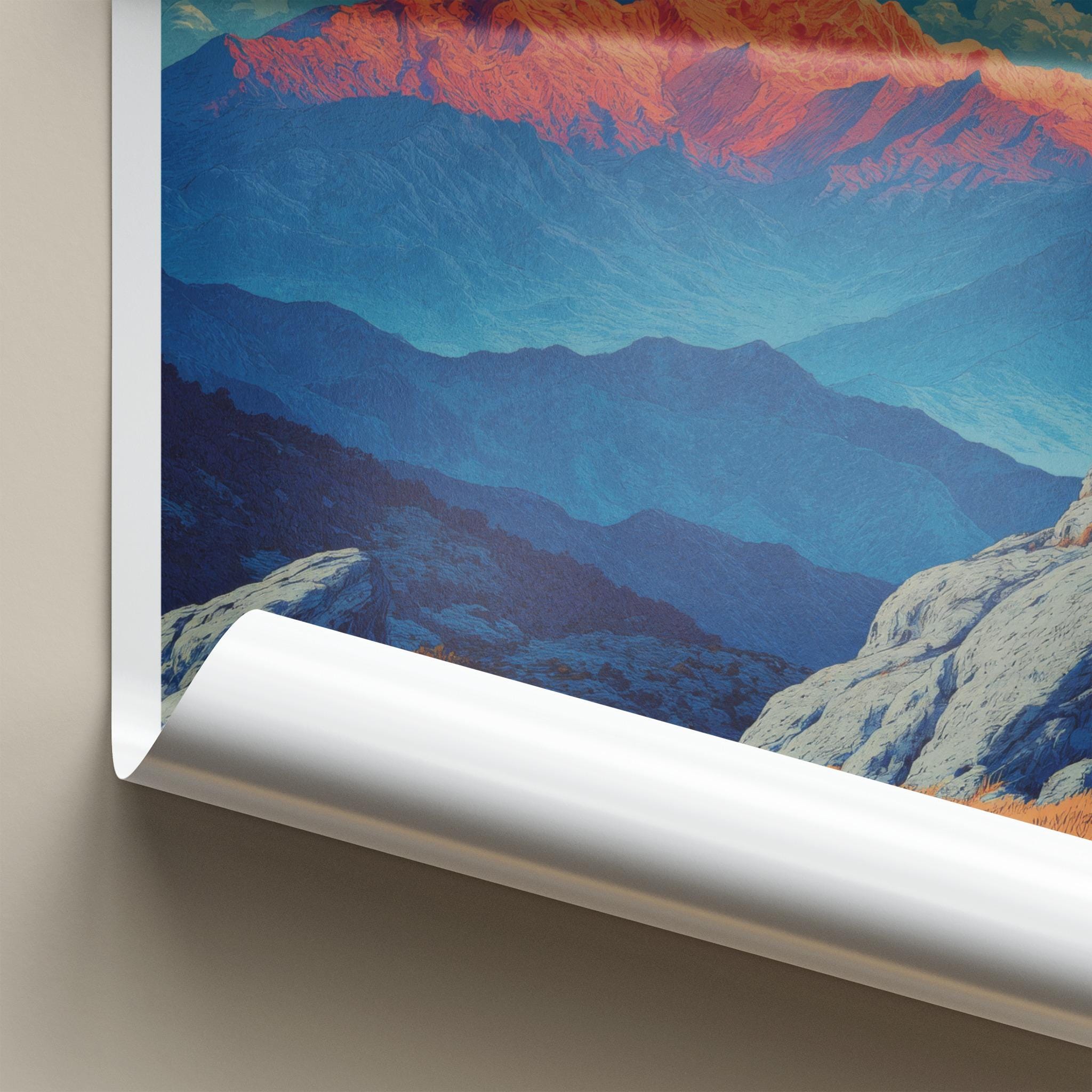 Sandakphu Poster - India Travel Art - West Bengal Orange Peaks Home Decor