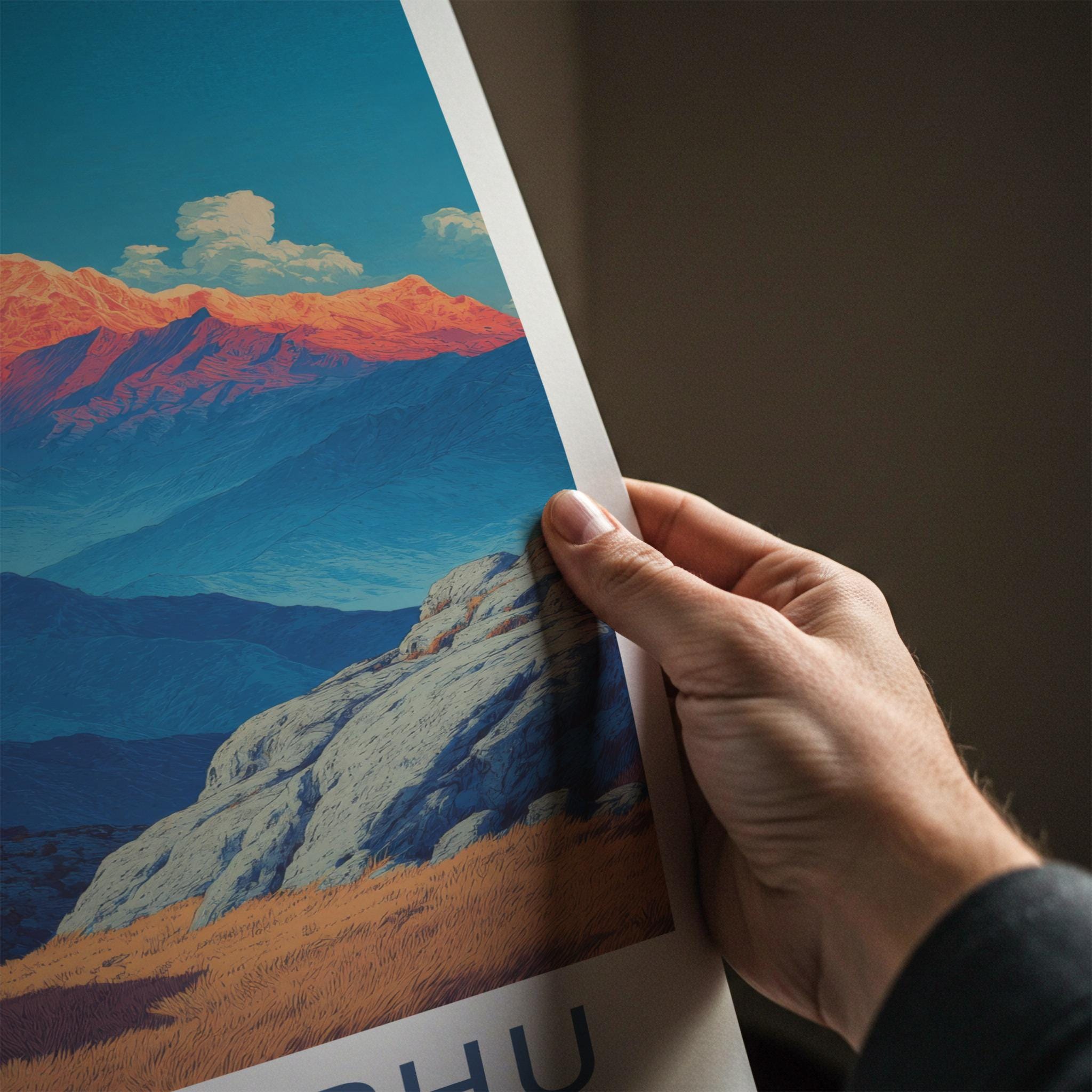 Sandakphu Poster - India Travel Art - West Bengal Orange Peaks Home Decor
