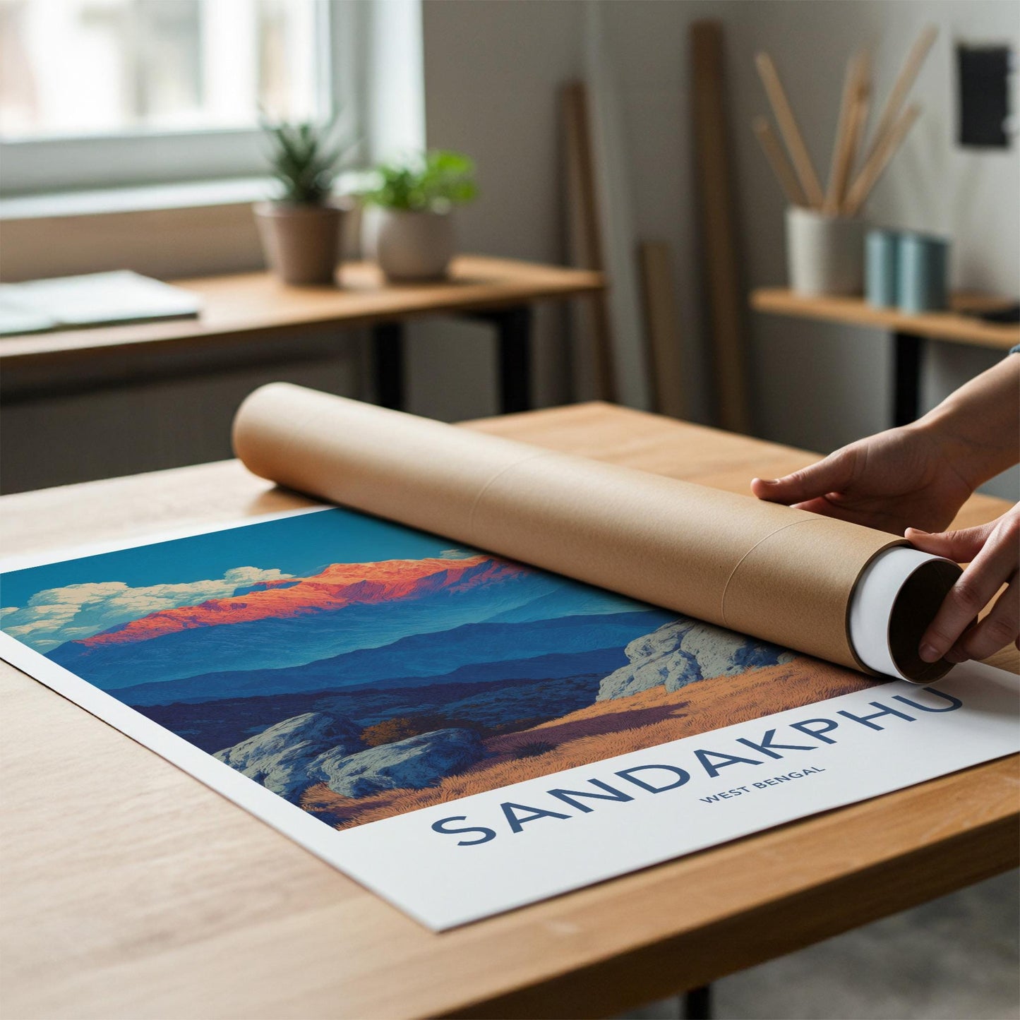 Sandakphu Poster - India Travel Art - West Bengal Orange Peaks Home Decor