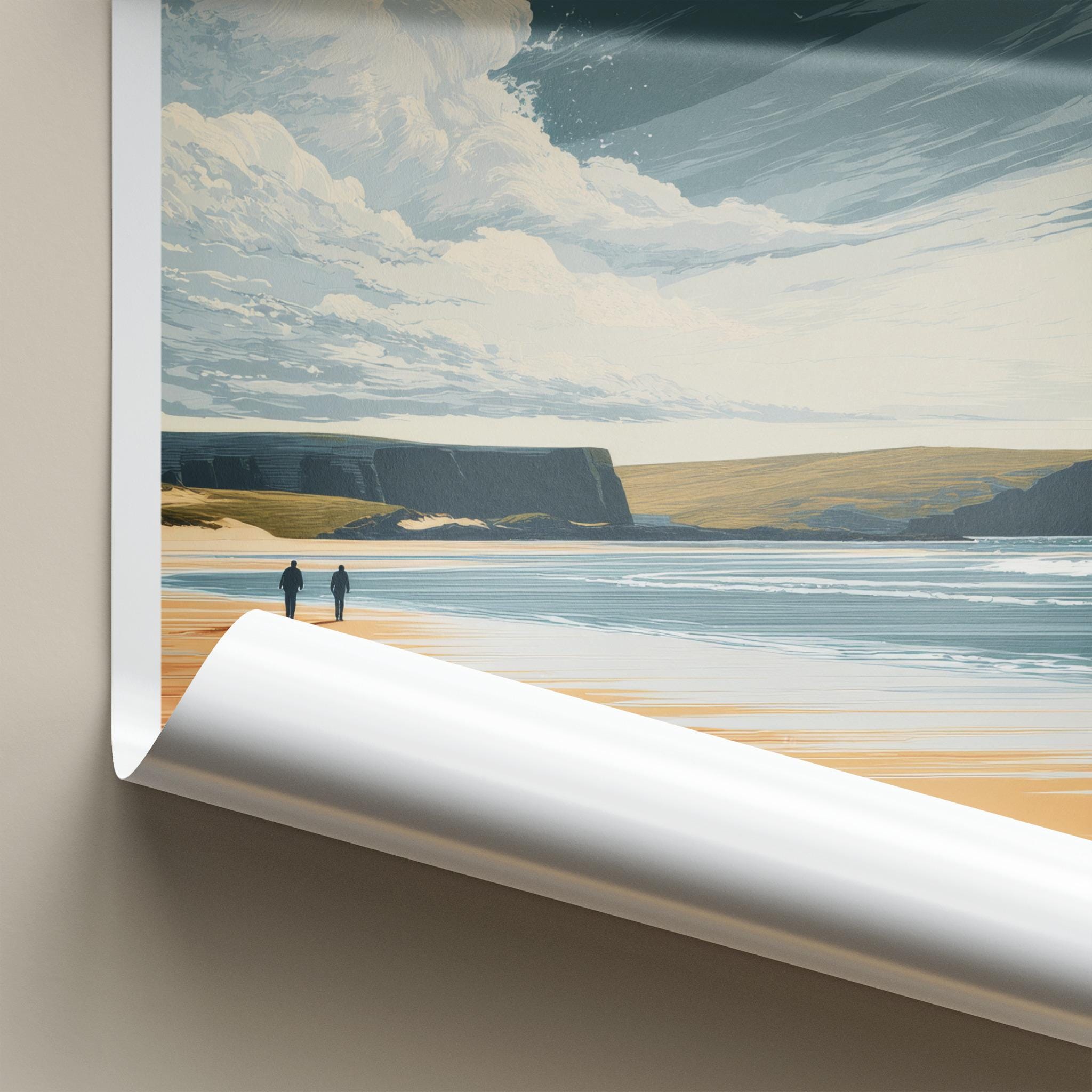 Sandwood Bay Poster - Scotland Travel Art - Coastal Beach Cliffs Home Decor