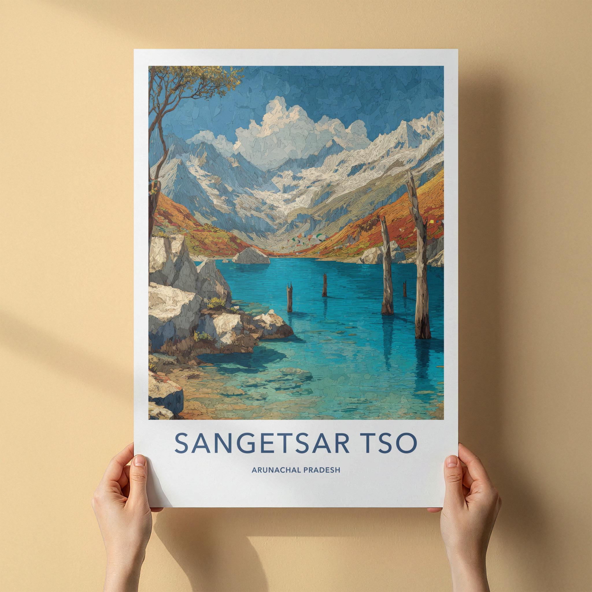 Sangetsar Tso Poster - India Travel Art - Arunachal Pradesh Lake Home Decor