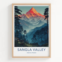 Sangla Valley Poster - India Travel Print - Sunset Peak Forest Home Decor