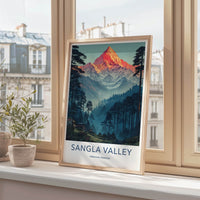 Sangla Valley Poster - India Travel Print - Sunset Peak Forest Home Decor