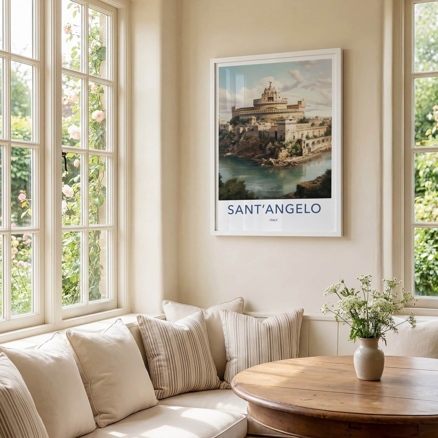 Sant Angelo Poster - Italy Travel Art - Riverbank Ancient Fortress Home Decor