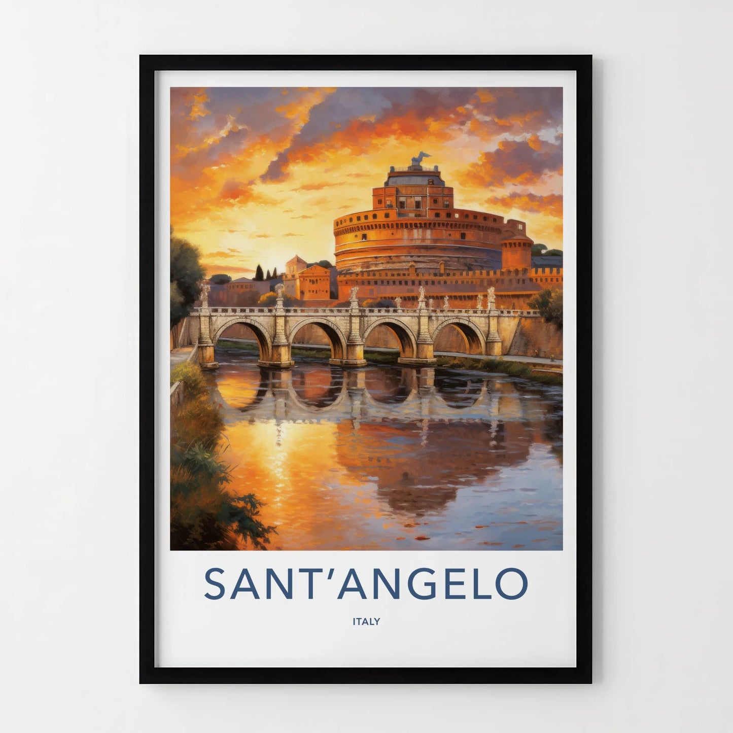 Sant Angelo Poster - Italy Wall Art - Golden Sunset River Home Decor