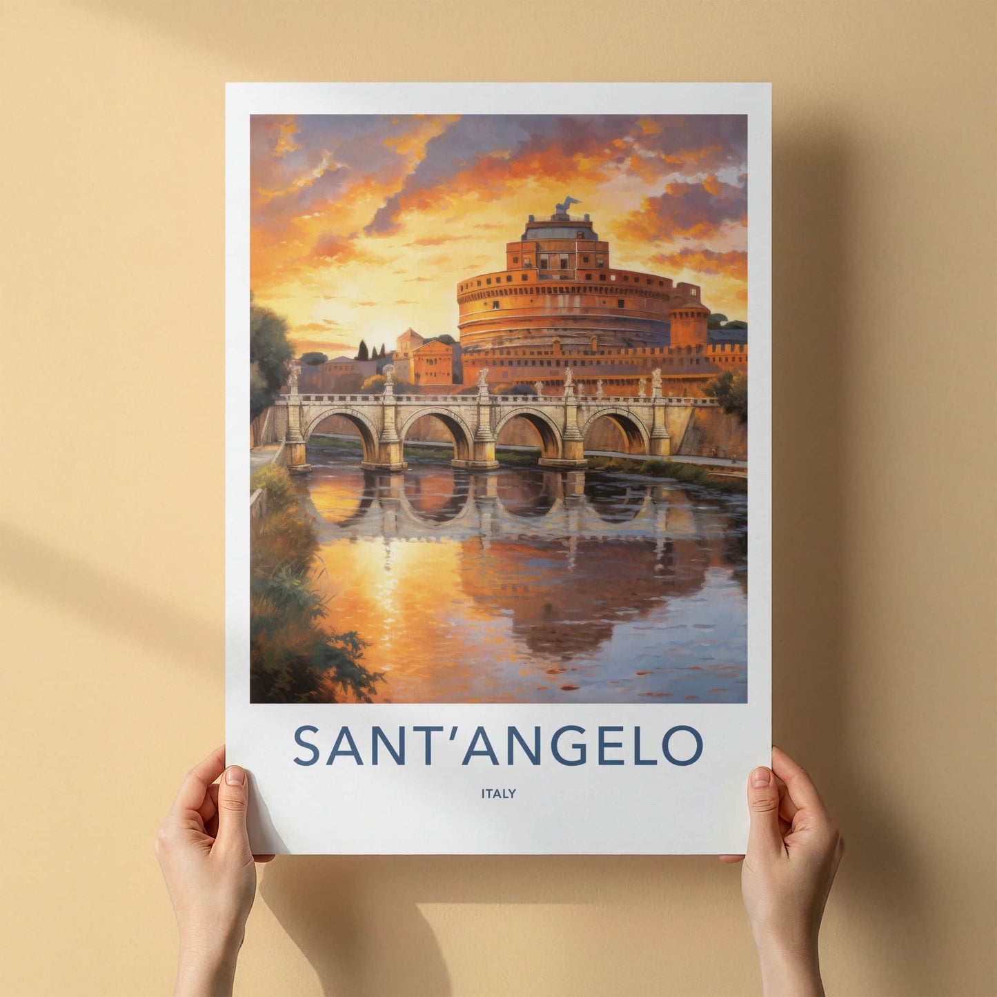 Sant Angelo Poster - Italy Wall Art - Golden Sunset River Home Decor