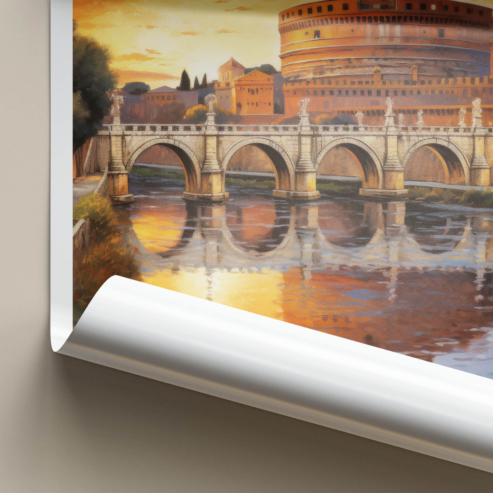 Sant Angelo Poster - Italy Wall Art - Golden Sunset River Home Decor