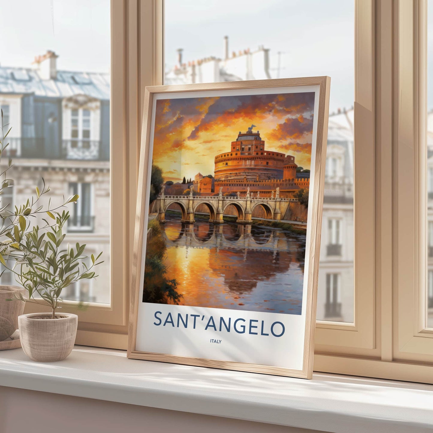Sant Angelo Poster - Italy Wall Art - Golden Sunset River Home Decor