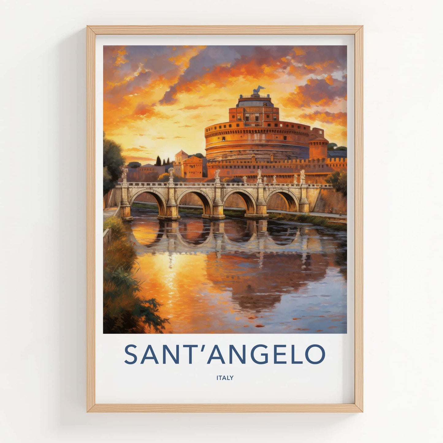 Sant Angelo Poster - Italy Wall Art - Golden Sunset River Home Decor