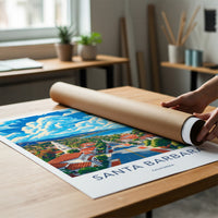 Santa Barbara Poster - California Travel Art - Beachside Town Vista Gift