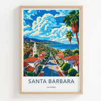 Santa Barbara Poster - California Travel Art - Beachside Town Vista Gift