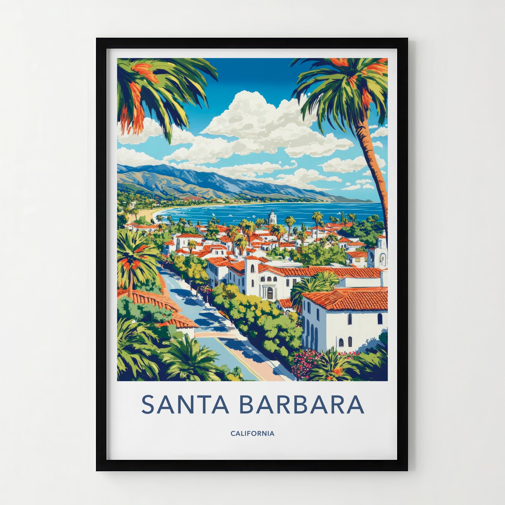 Santa Barbara Poster - California Travel Art - Coastal Cityscape View Home Decor