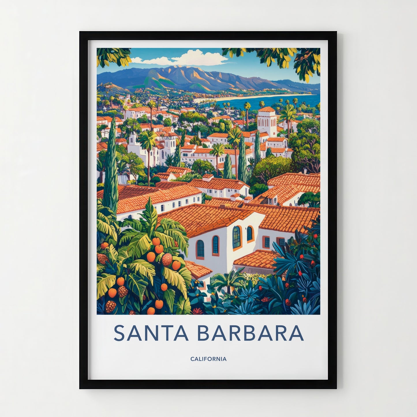 Santa Barbara Poster - California Travel Art - Mediterranean Coastal Vista Home Decor