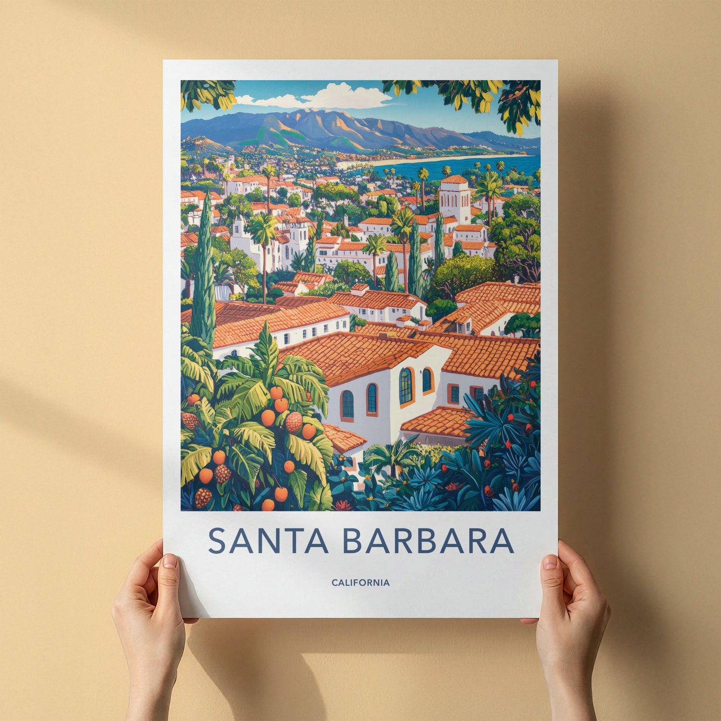 Santa Barbara Poster - California Travel Art - Mediterranean Coastal Vista Home Decor