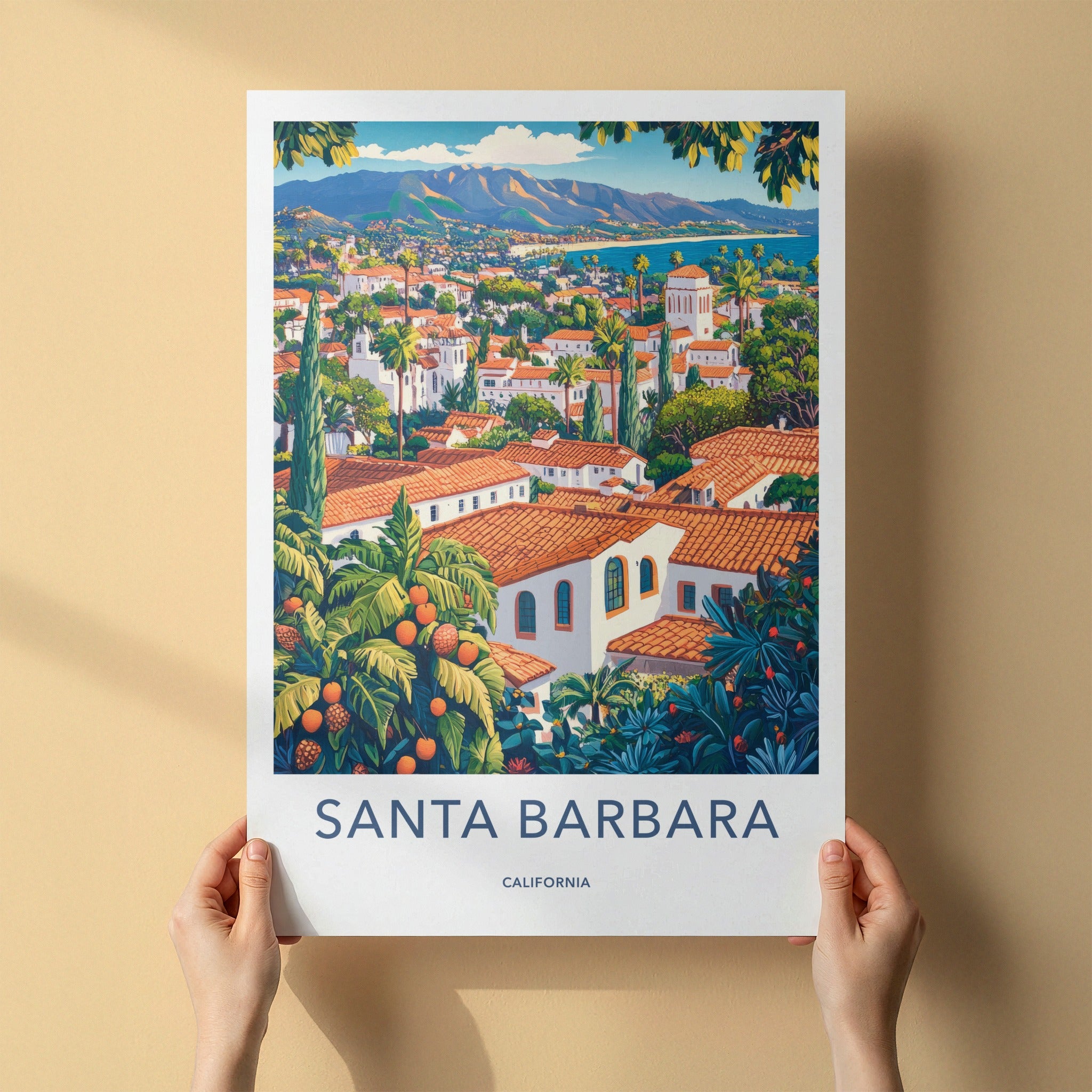 Santa Barbara Poster - California Travel Art - Mediterranean Coastal Vista Home Decor