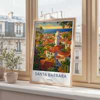 Santa Barbara Poster - California Wall Art - Coastal Village Overview Home Decor