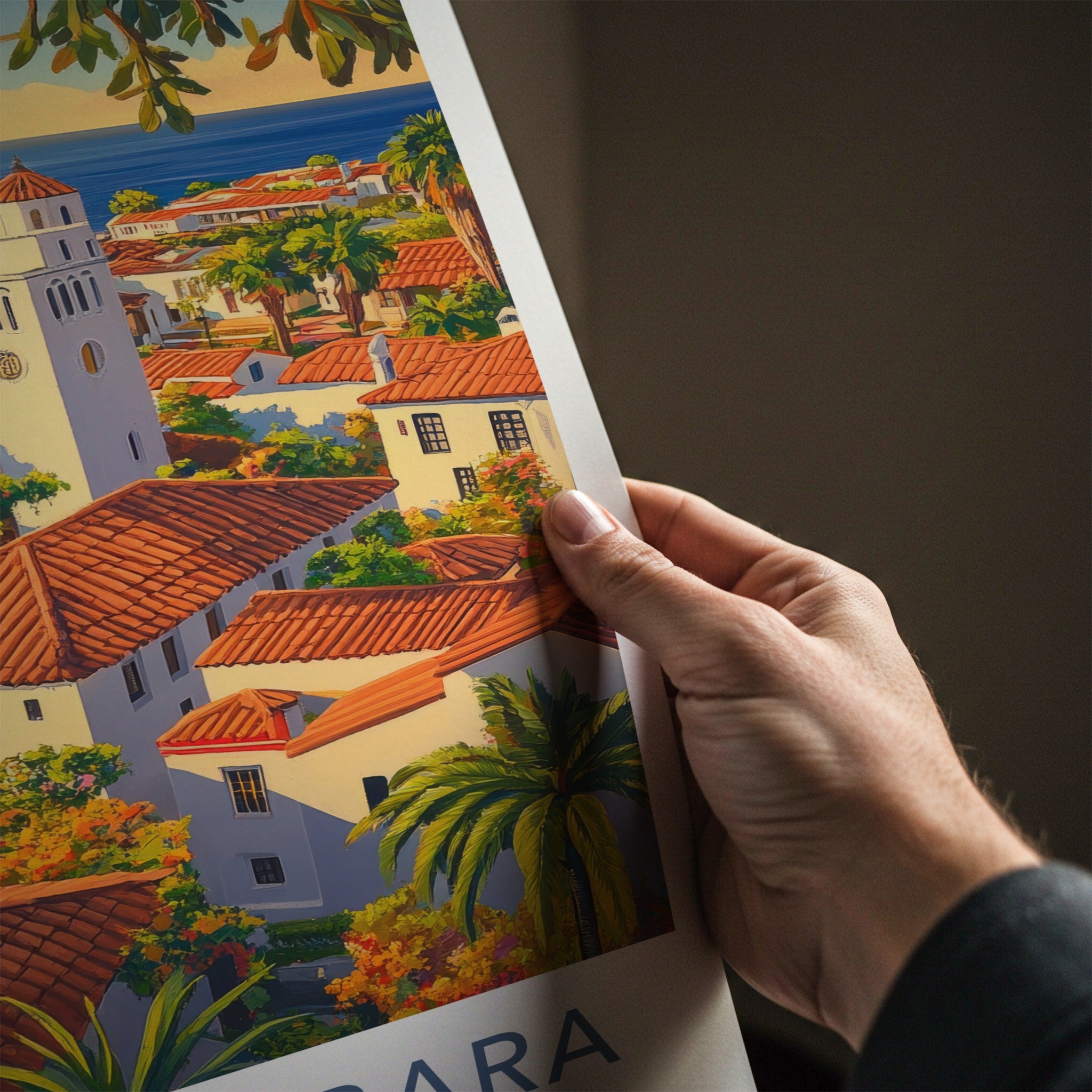Santa Barbara Poster - California Wall Art - Coastal Village Overview Home Decor