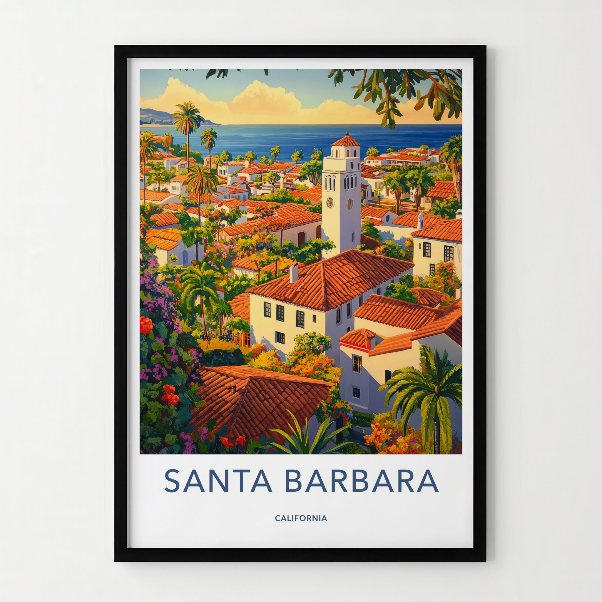 Santa Barbara Poster - California Wall Art - Coastal Village Overview Home Decor