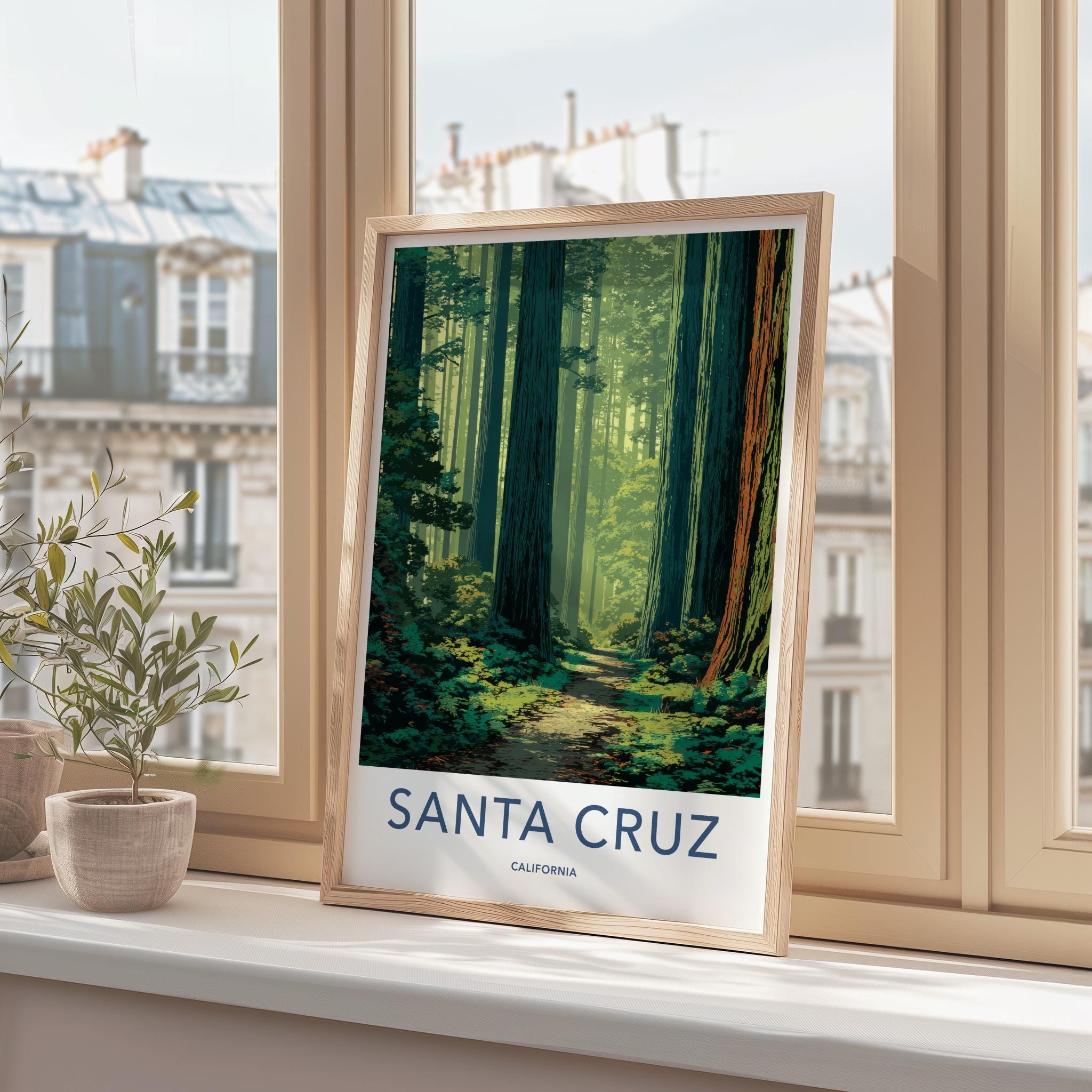 Santa Cruz Poster - California Travel Art - Sun Dappled Path Home Decor