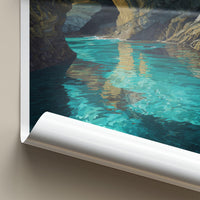 Santa Cruz Poster - California Travel Art - Turquoise Water Caves Wall Decor