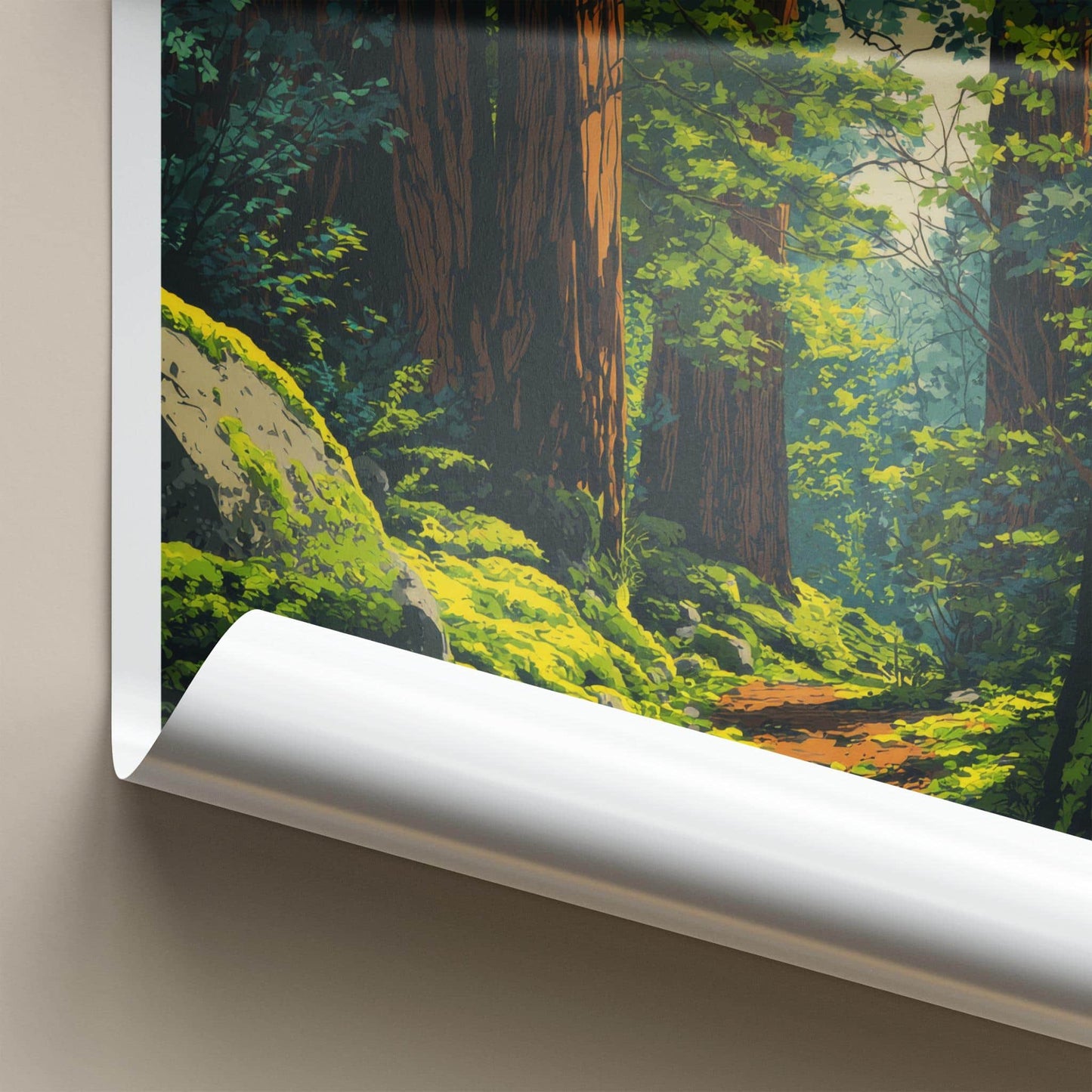 Santa Cruz Poster - California Wall Art - Redwood Forest Trail Home Decor