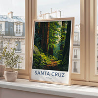 Santa Cruz Poster - California Wall Art - Redwood Forest Trail Home Decor