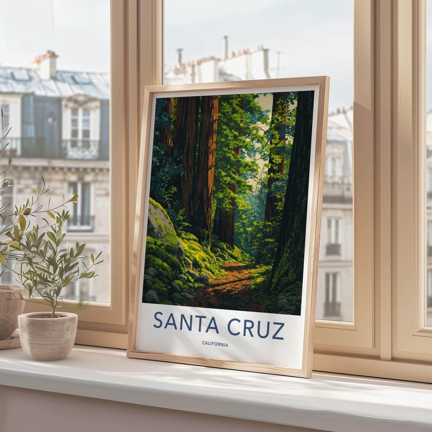 Santa Cruz Poster - California Wall Art - Redwood Forest Trail Home Decor