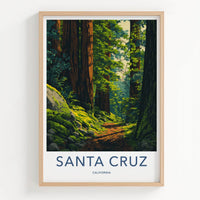 Santa Cruz Poster - California Wall Art - Redwood Forest Trail Home Decor