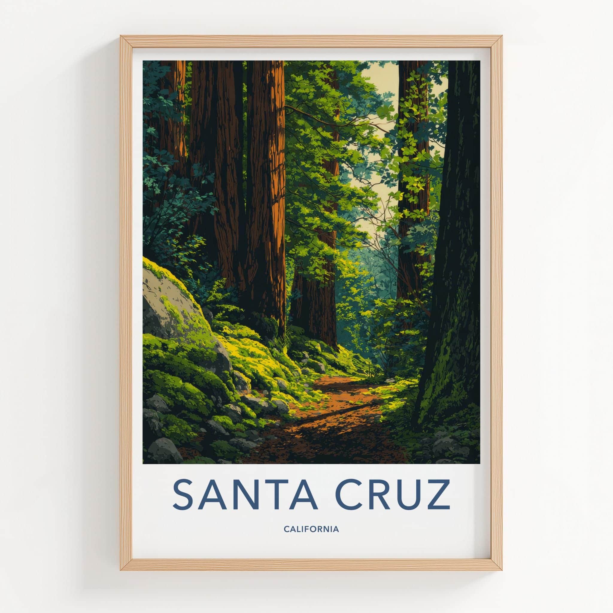 Santa Cruz Poster - California Wall Art - Redwood Forest Trail Home Decor