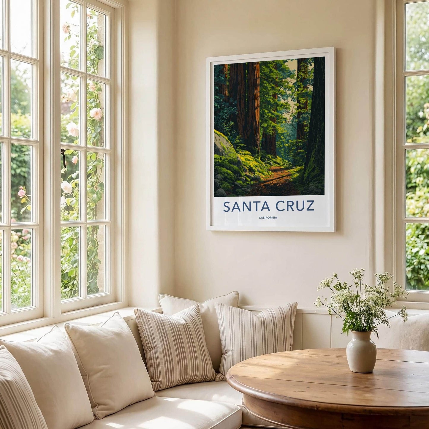 Santa Cruz Poster - California Wall Art - Redwood Forest Trail Home Decor