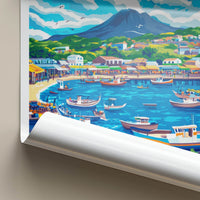 Santa Cruz Poster - Ecuador Travel Art - Colorful Bay Village Home Decor