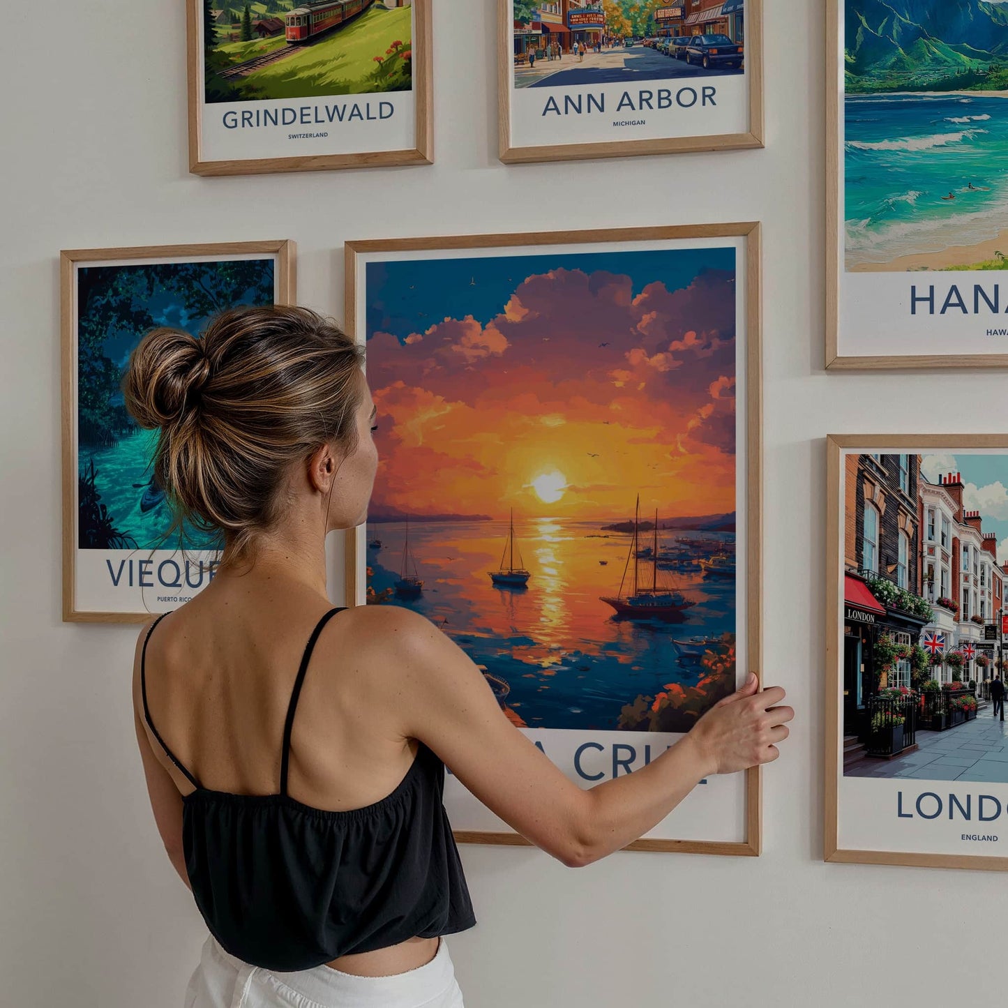 Santa Cruz Poster - Ecuador Travel Art - Vibrant Sunset Harbor Wall Decor