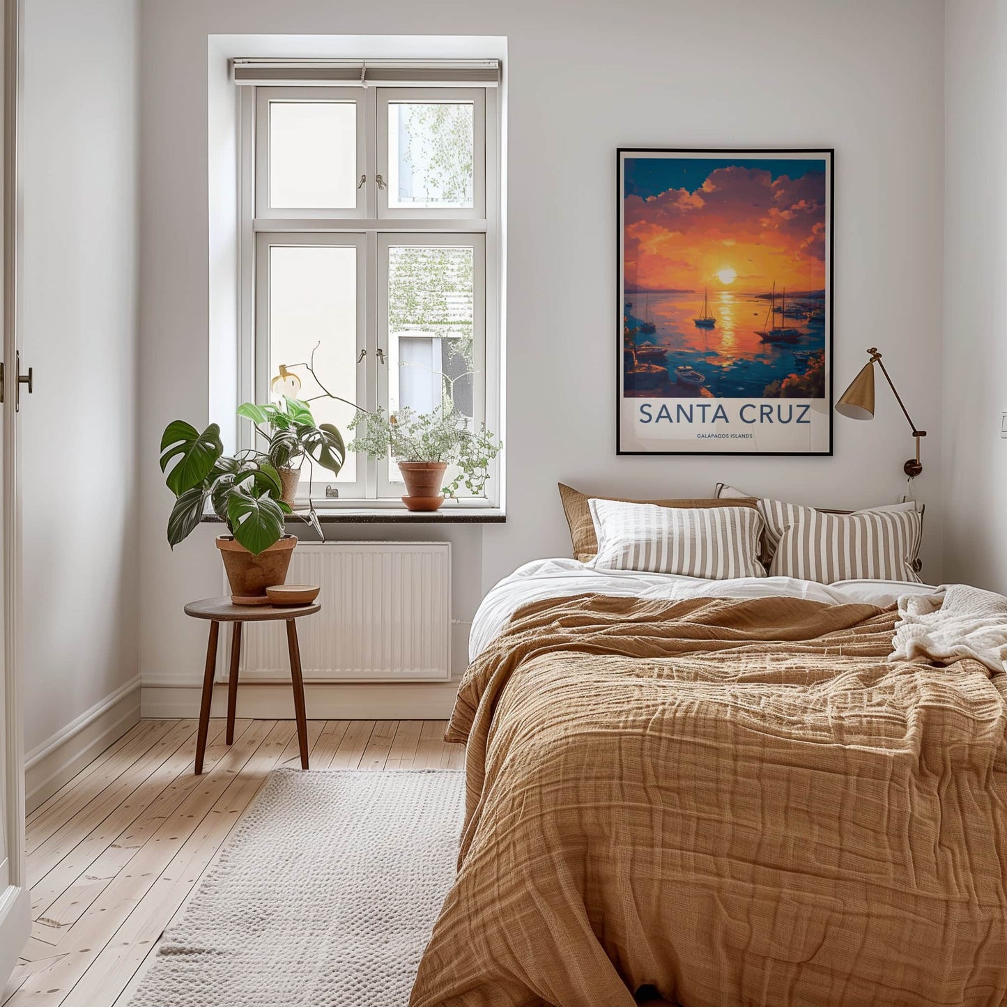 Santa Cruz Poster - Ecuador Travel Art - Vibrant Sunset Harbor Wall Decor