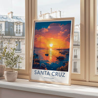 Santa Cruz Poster - Ecuador Travel Art - Vibrant Sunset Harbor Wall Decor